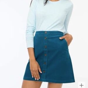 J. Crew Corduroy Button-Front Mini Skirt - Size: 4 / Color: Arctic Coast